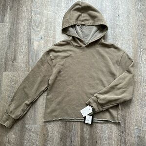 Cropped Khaki Hoodie Girl L